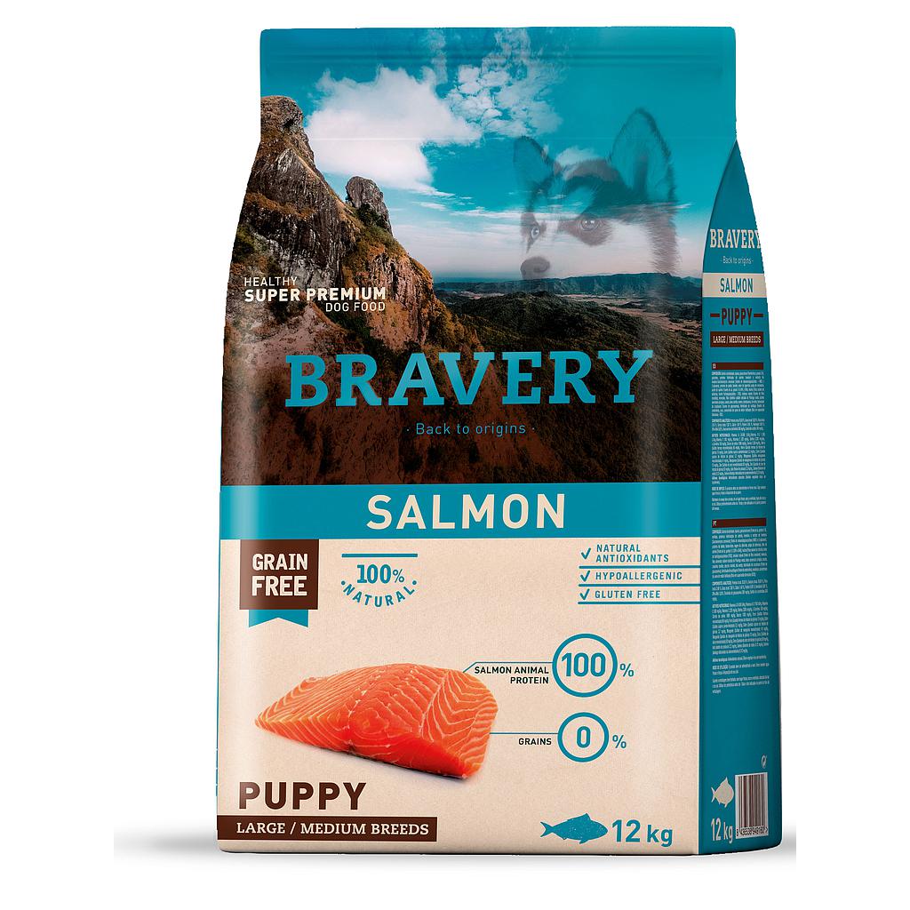 BRAVERY PUPPY MEDIUM-GRANDE SALMON 12KG