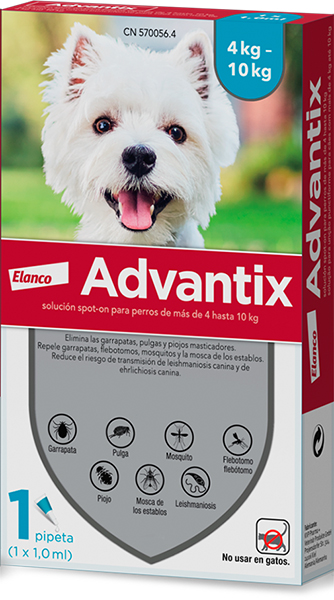 ADVANTIX 1ML 4-10KG PULGA,GARRAPATA Y MOSQUITO