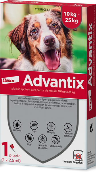 ADVANTIX 2,5ML10-25KG PULGA,GARRAPATA Y MOSQUITO