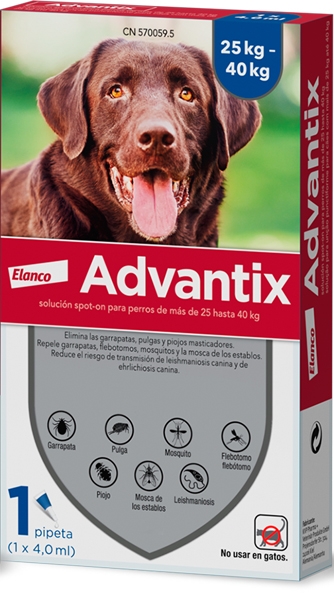 ADVANTIX 4ML 25-40KG PULGA,GARRAPATA Y MOSQUITO