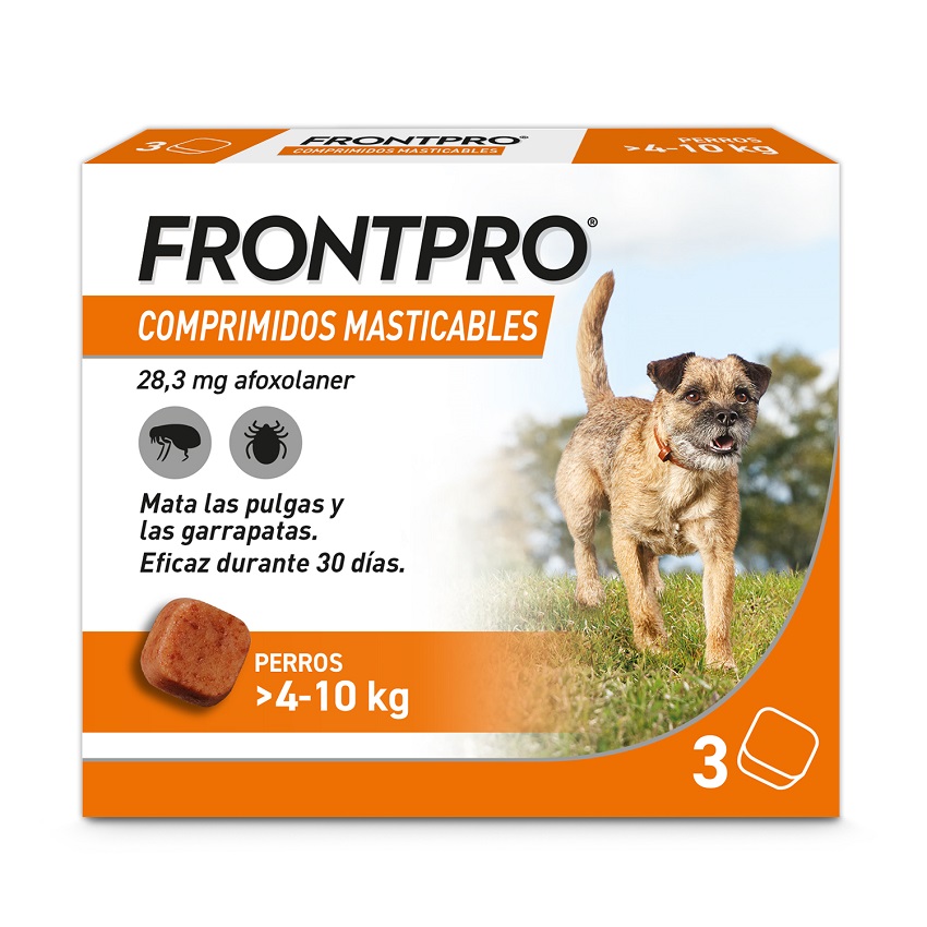 FRONTPRO 28,3mg(4-10KG) Perro Masticable 3Comprimidos