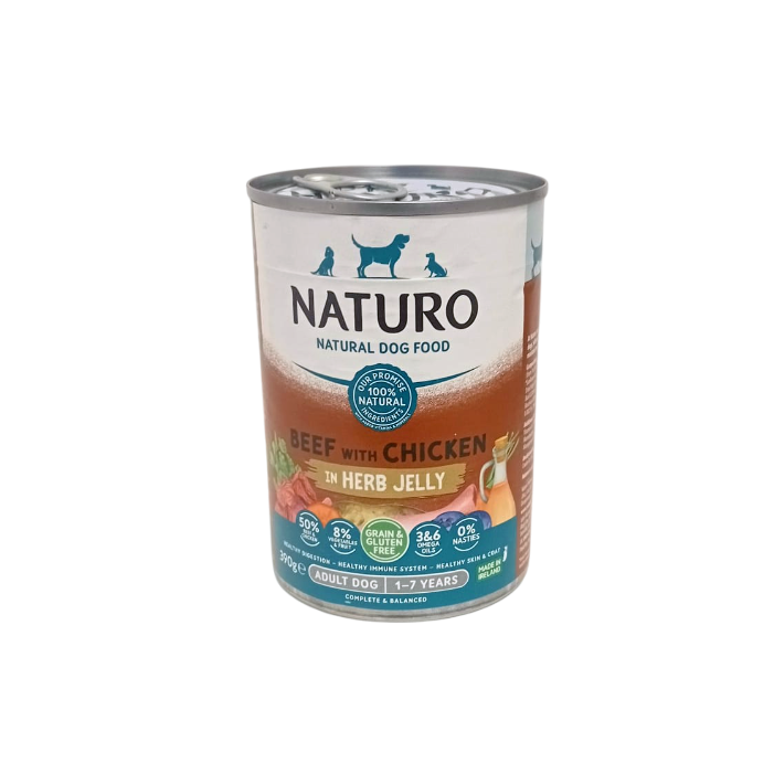 Naturo Dog Lata Buey y Pollo C/GELAT 390gr.