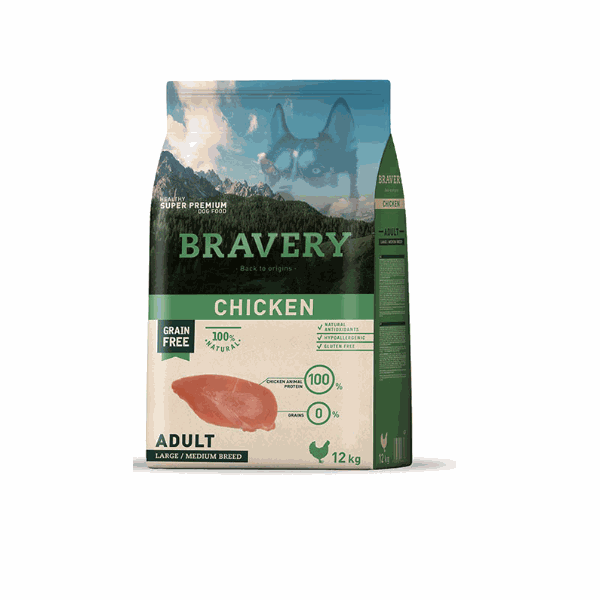 BRAVERY ADULT MEDIUM-GRANDE POLLO 12KG