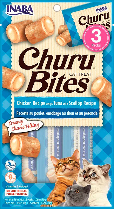 CHURU CAT BITES RECETA ATUN y VIEIRA 3PCAJA 12Uds.