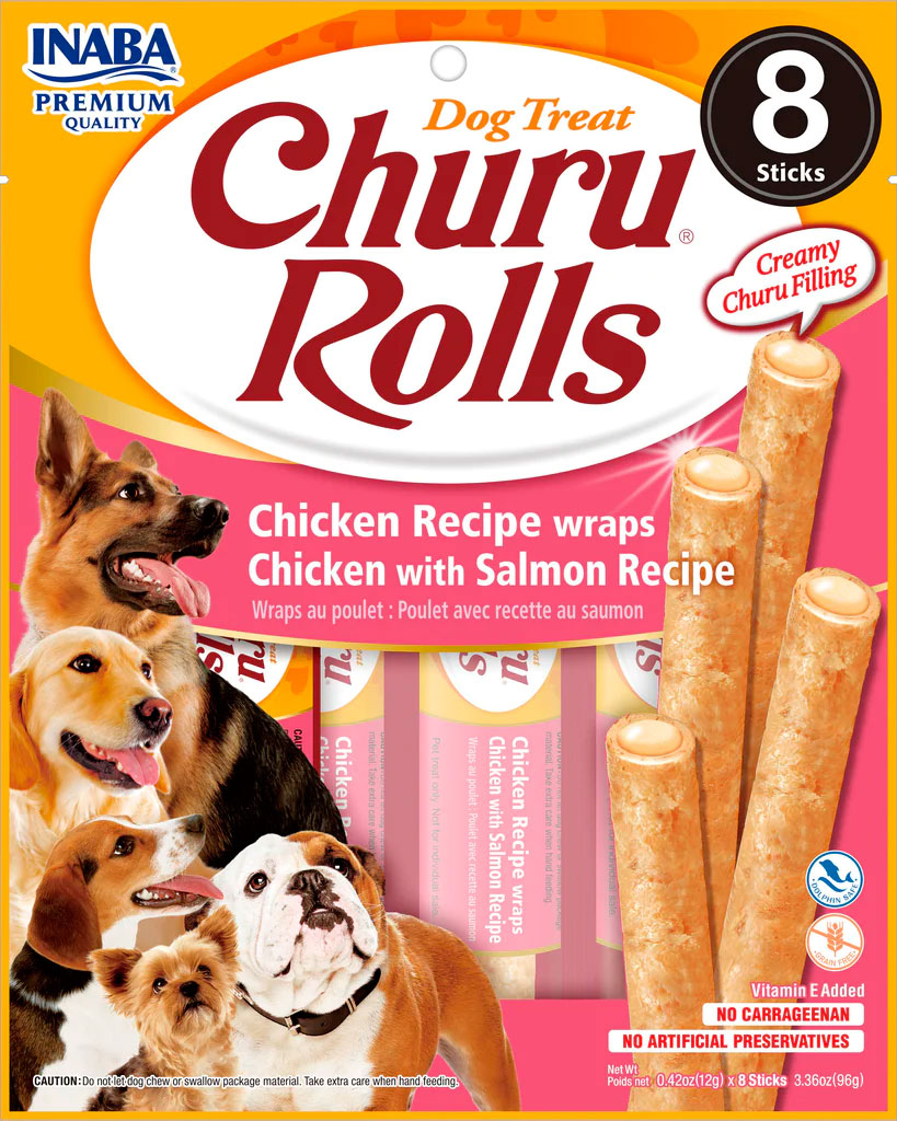 CHURU DOG ROLLS POLLO Y SALMON 8P CAJA 8 uds