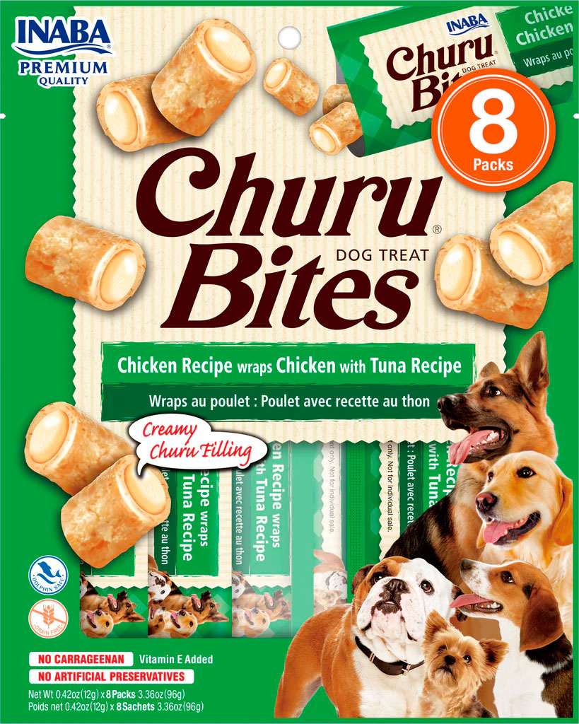 CHURU DOG BITES RECETA POLLO Y ATUN CAJA 8uds.DESCATALOGADO