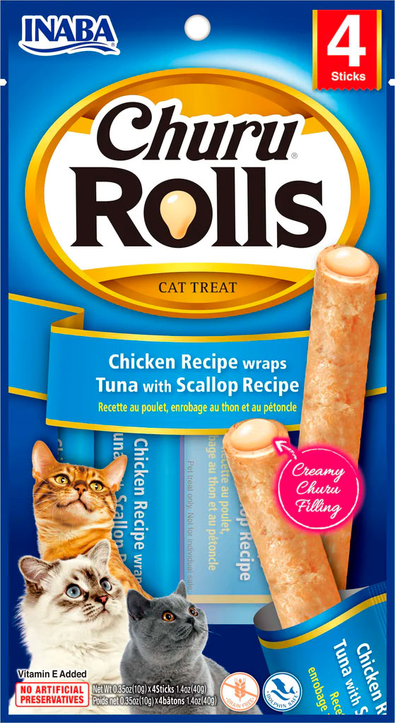 CHURU CAT ROLLS RECETA ATUN CON VIEIRA CAJA 12und