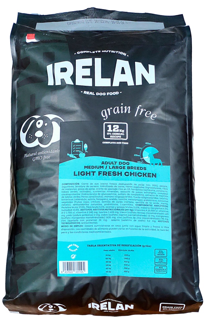 IRELAN GRAIN FREE ADULT DOG LIGHT FRESH CHICK 12KG